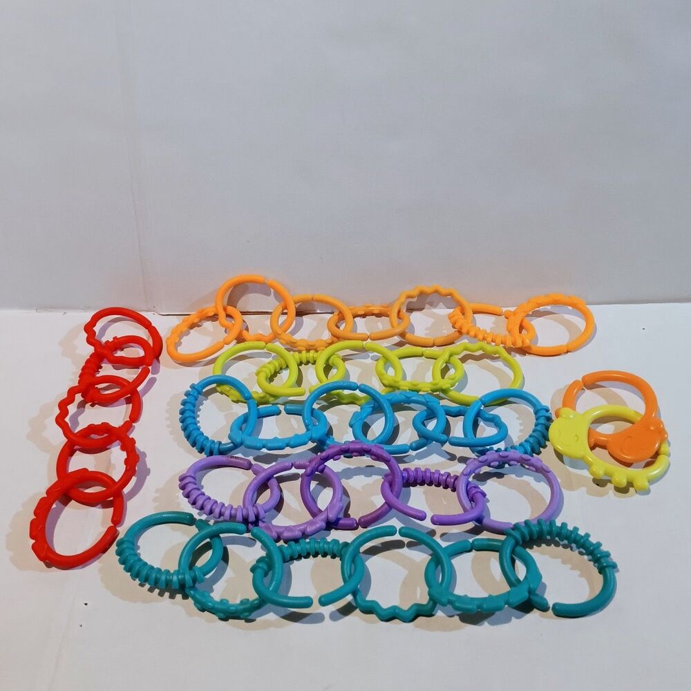 Kids II Bright Stars Lot Of Links-Lot Of 36-Teether Rings-Chain Connecting Toy
